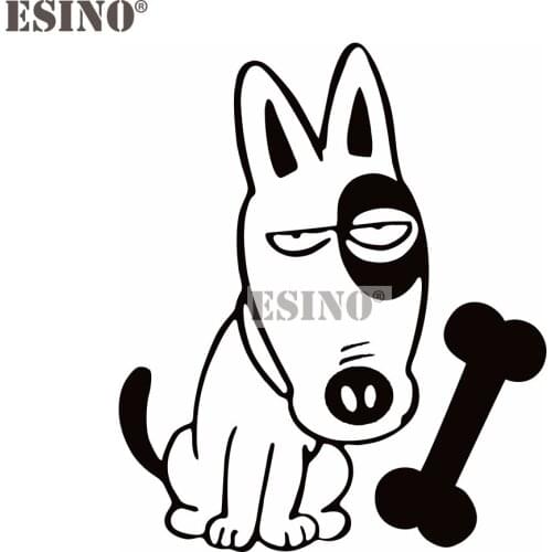 Cartoon Animal Design Creative Car Styling Funny Bull Terrier Dog and Bones Decal Decoration Accessories Fuel Tank Cap Sticker
