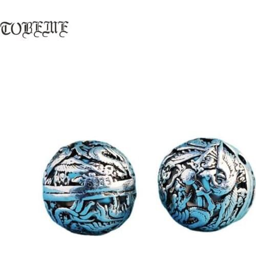 100% 925 Sterling Silver Dragon Phonix Bead DIY Bracelet Loose Bead Lovers Jewelry Findings