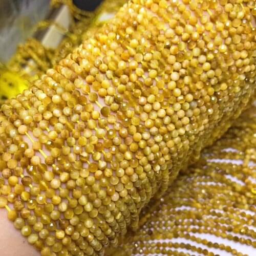 Loose beads golden IGEREYE round faceted /reoundl 3mm 14inch for DIY jewelry making FPPJ wholesale beads nature