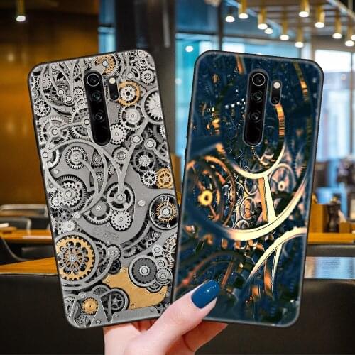 Phone Case For Xiaomi Redmi 7 7A 8 8A Note 8T 9 Pro 4 5 9S Black Cover Bumper Trend Prime Fashion Shell Mechanical Gears