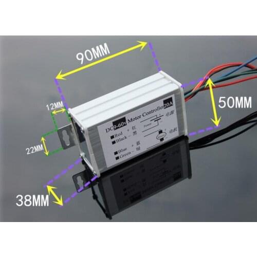 DC brush motor speed governor 20A 9V-60V wide voltage high power PWM infinitely variable speed board T1