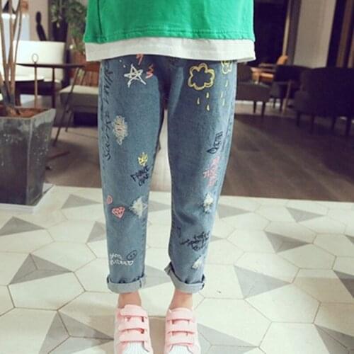 Childrens Clothing 2021 New Boys and Girls Personalized Printed Jeans Childrens Fashion Denim Pants 3-12 Ages