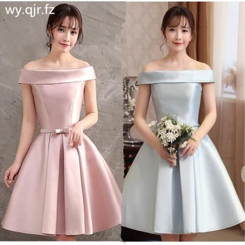 HJZY-214#Short Bridesmaid dress pink champagne Light blue Wedding Party Prom Dresses graduation gown girls wholesale customize