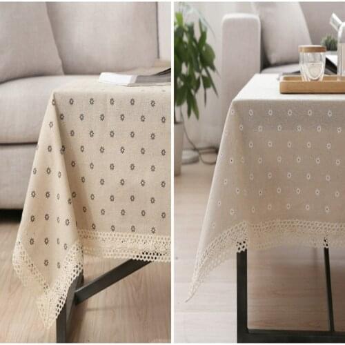 Cotton linen lace tablecloth Daisy pastoral Linen Tablecloth table cloth dining table cover desk towels