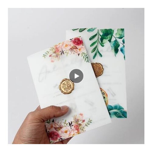 Customized Vellum Wrapper for Acrylic Card plexiglass transparent silver Acrylic Invitations