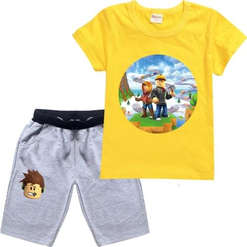 Robloxing Boys Cartoons Clothes Set Summer Kids T shirt With Pants Casual Sport Suits 2pcs Tracksuit Outfits Childrens Clothes