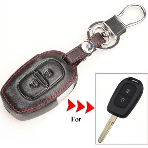 Kutery 10pcs/Lot Leather Key Case Cover For Renault Symbol Trafic For Dacia Sandero Logan Duster 2Buttons Remote Key Protector