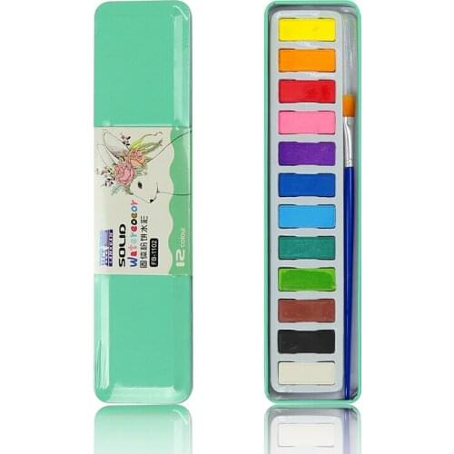 LANXUAN FB-1102 Solid Watercolor Paints 12 Colors Drawing Painting Graffiti Watercolor Pigment Set Student Creative Art Supplies