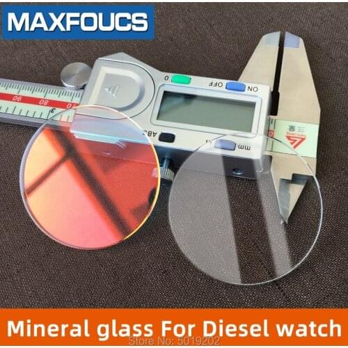 1 Pieces Mineral glass Red Transparentcolor crystal Watch glass Flat For Diesel 44.5mm 37.5mm DZ4318 DZ4323 DZ4281 DZ1657