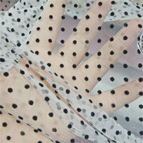 Soft Net Fabric With Delicate Spots Off White Tulle Dots Embroidery Dress Bridal Veil Backdrop Lace 59" Wide 1 Meter