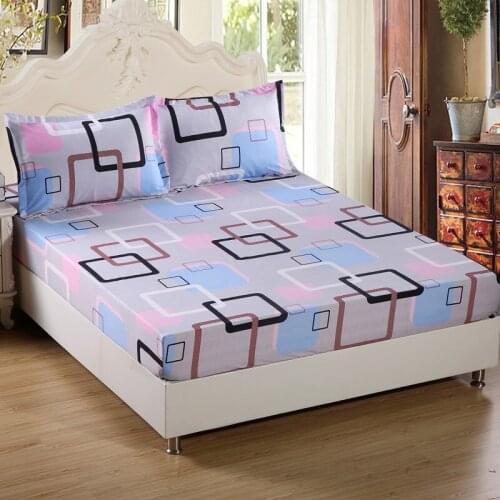 Mattress Cover with Pillowcase Cartoon Kids Fitted Sheet with Elastic Queen/King Size Mattress Protector Bed Sheet Set