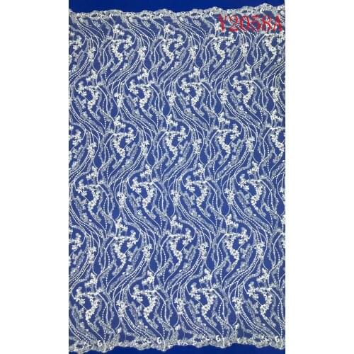 New Beaded Embroidery Lace For Wedding Dress Fabric Nigerian Textile African Trimming Lace 5Yards/ lot