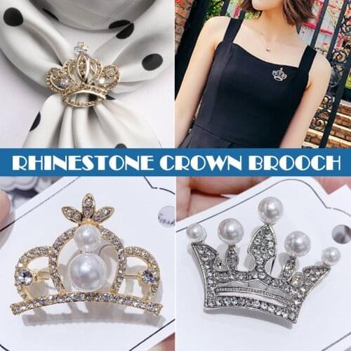 New Fashion Brooches For Women Crown Brooch Imitation Pearl Alloy Brooch Suit Sweater Shawl Dress Decor Accesorios Mujer