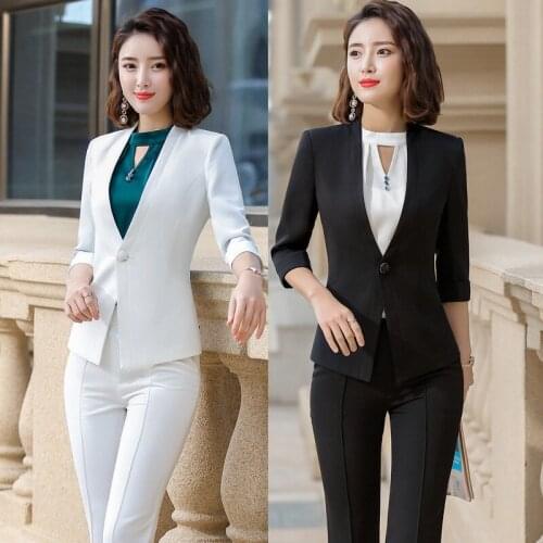 2019 autumn and winter new ladies suit suit single button professional wear slim trousers temperament womens suit two-piece