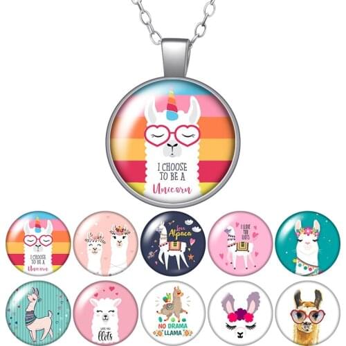 Beauty no prob llama Alpaca Silver color/Bronze Pendant Necklace 25mm Glass Cabochon Woman Girls Jewelry Birthday Gift 50cm