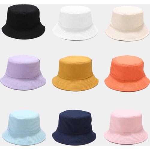 New Unisex Double Side Bucket Hat Women Solid Foldable Sunscreen Panama Hip Hop Summer Beach Cap Fish Street Headwear Men