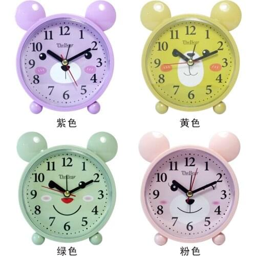 Portable Round Small Bed Alarm Clock Candy Case Cartoon Monkey Compact Travel Clock Mini Children Student Desk Watch