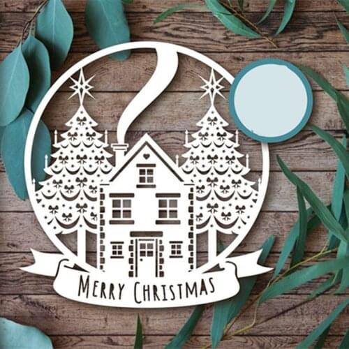 Merry Christmas Tree House Metal Embossing DIY Stencil Cutting Dies Scrapbooking Album