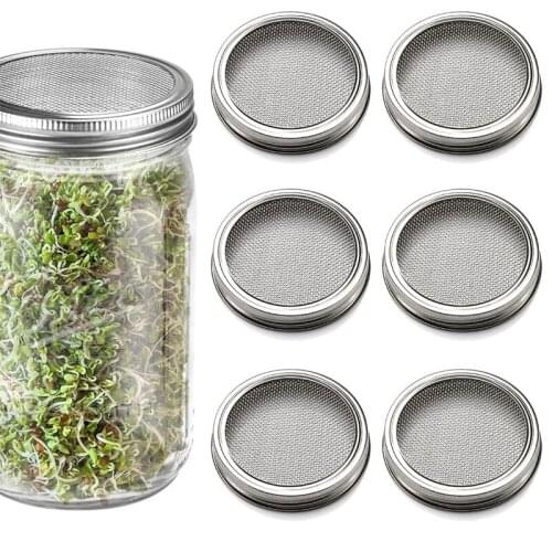 Newest Stainless Steel High Qulity 86mm Bean Seed Screen Plastic Sprouting Strainer Lids Covers Cap For Wide Mason Jar
