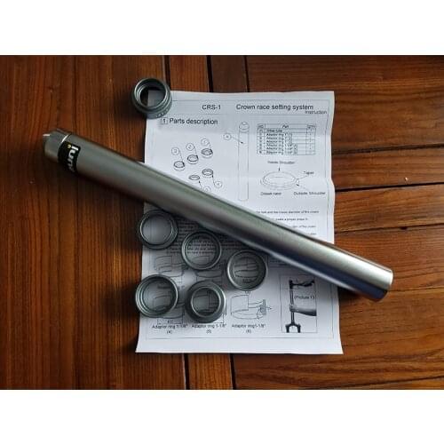 Crown race setting system includes 6 rings for most 1" and 1-1/8" headset systems Frame & Fork tool bike tool