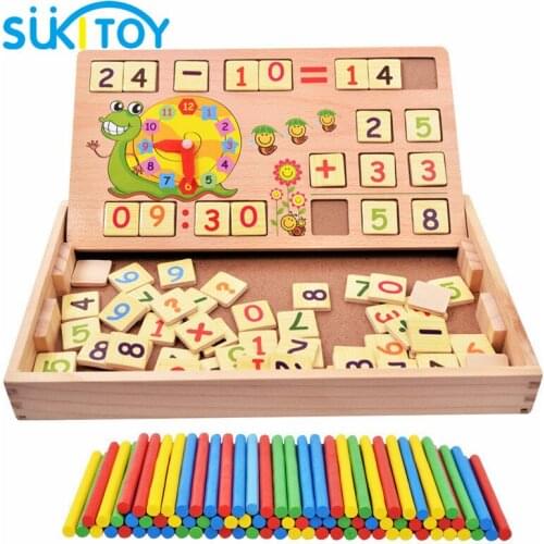 Educational Counting Toys Montessori Wooden Math Kids Toys For Toddlers Children Preschool 100PCS Sticks 70PCS Digital Card