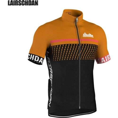 LairschDan Orange Cycling Clothes Men Pro Summer Short Sleeve Road Bike Jersey Quick Dry Mountain Bike Clothing Fietsshirt Heren