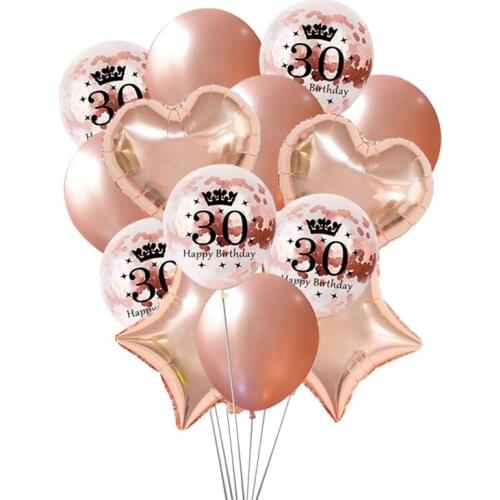 Chicinlife 14Pcs 12inch 30 40 50 Years Old Anniversary Confetti Balloons Heart Star Balloon Adults Birthday Party Decor Supplies