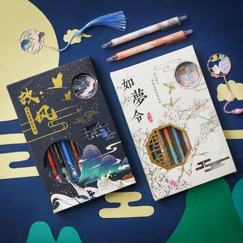 Retractable Retro Color Gel Pen 0.5mm Kawai Pens For Student Office&School Stationery Supplies Cute Pens For Girls Writing Gift