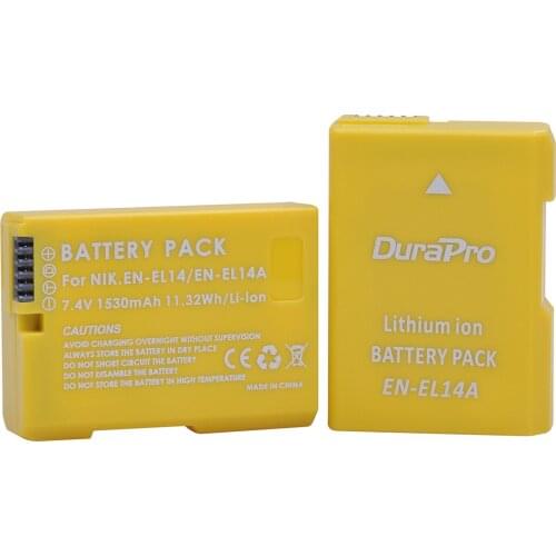 Yellow Battery EN-EL14 EN-EL14a EN EL14 EL14a Battery for Nikon DSLR D5200 D3200 D5100 D5300 D5600 D3300 D5500 Coolpix P7000