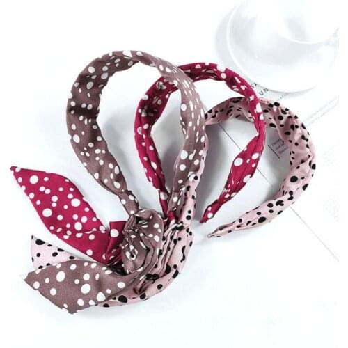 Rockabilly hair band Women Paisley Rockabilly Wired Polka Dot Tartan Retro Scarf Wire Bow Hair Band Hair Accessories
