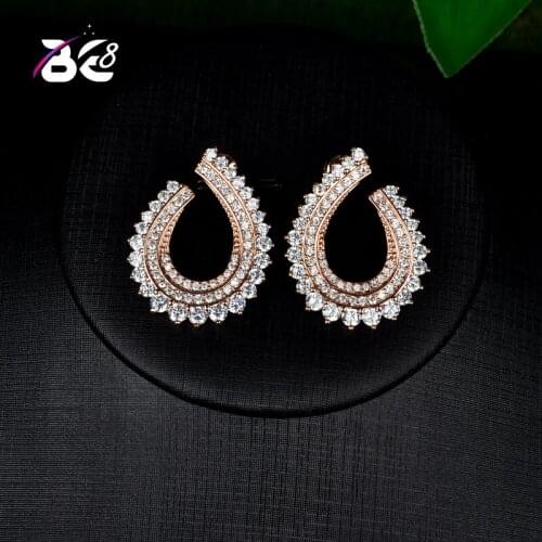 Be 8 New Sparkling Clear AAA Cubic Zirconia Stud Earrings Women Jewelry High Quality Cycle Shape Earring for Birthday Gift E719
