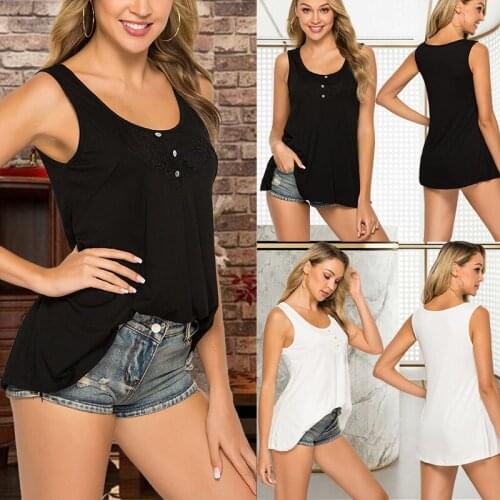 Summer Tops Women O-neck Stitching Button Closure Front Short Vest Women Running Vests Fashion Lady Sleeveless Casual Sports Top