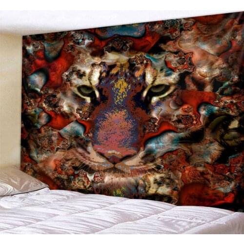 Animal tiger art tapestry mandala witchcraft psychedelic wall hanging fabric living room yoga beach towel carpet home decor