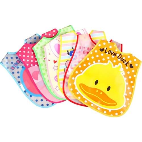 Animal cartoon print baby bib boy girl bib child cloth child bib feeding bib pocket waterproof soft silicone Kids Aprons