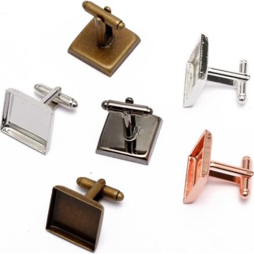 10pcs/lot Square 16mm Cabochon Base Cufflink Settings Spacer Blank Base Bezel Trays for Photo Cobochon Cameo Cufflinks DIY Craft