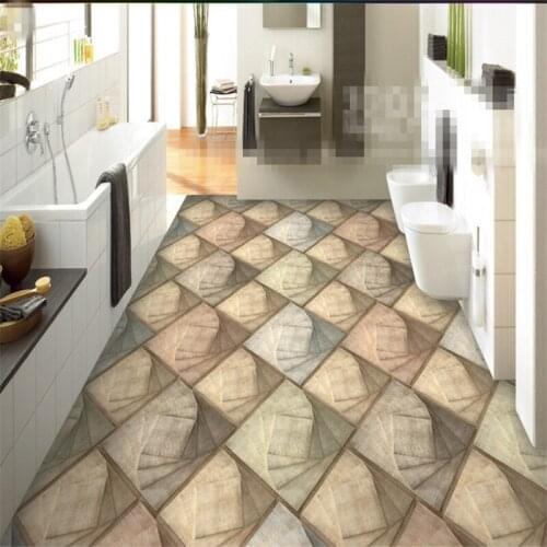 Beibehang 3d bathroom wallpaper waterproof floor Modern geometric abstract pattern 3D flooring Non-slip wall murals 3d wallpaper