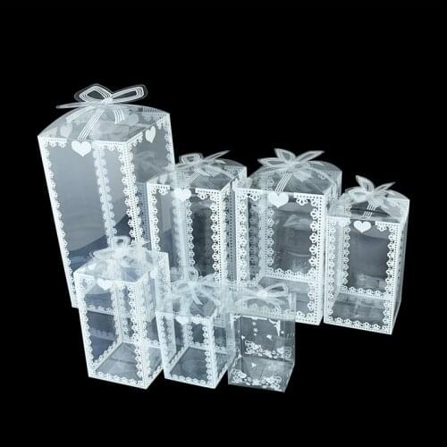 5pcs Clear PVC Box Wedding Favor Cake Candy Packaging Birthday Party Christmas Dragee Apple Chocolate Gift Event Transparent Box