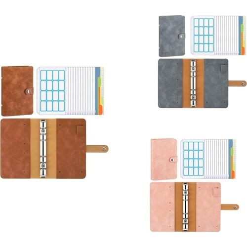 A6 Budget Binder 6-Ring PU Leather Loose-Leaf Notebook Folde Very Suitable for Home School or Work Use