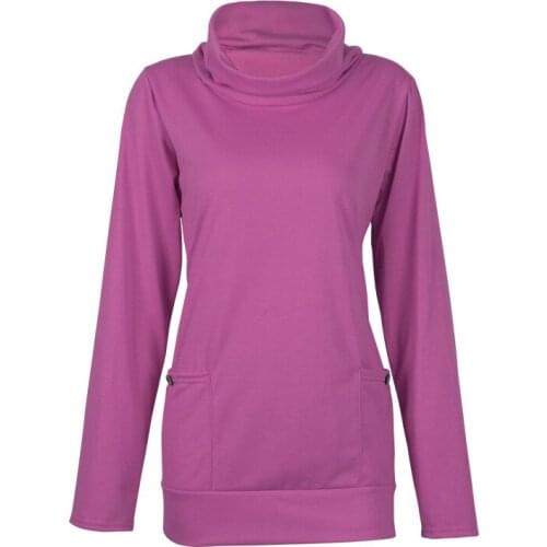 AECU Womens Pullover Long Sleeve Button Cowl Neck Casual Slim Tunic Tops With Pockets Women Long Sleeve Tops Womens Shirts