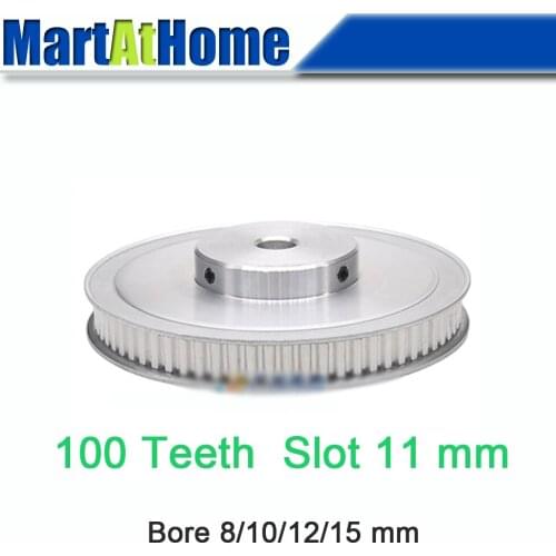 Aluminum Timing Pulley XL100 100T 100-Teeth Slot Width 11mm BF-type Boss 50mm Bore 8~15mm for 3D Printer