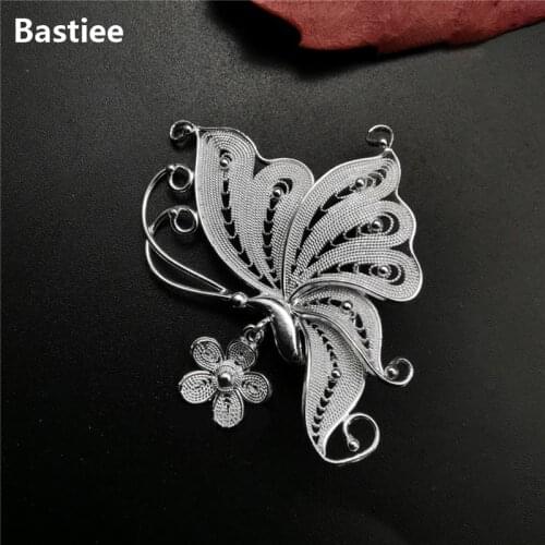Bastiee Women Accessories Butterfly Brooch 999 Sterling Silver Pins Brooches Office Wear Suit Pin Luxury Fine Jewelry Hmong