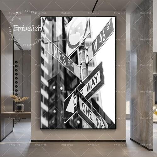 Black And White New York Times Square Landscape HD Canvas Paintings For Living Room Modern Home Decor Posters Wall Art Pictures