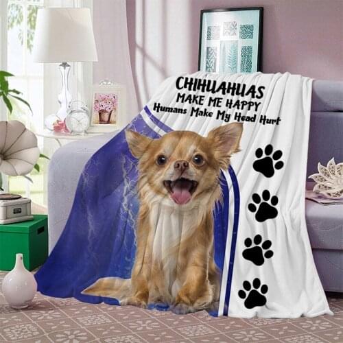 CLOOCL Animal Chihuahua Flannel Blanket 3D Print Child Adult Quilt Home Life Hiking Picnic Travel Dreamlike Style Throw Blankets