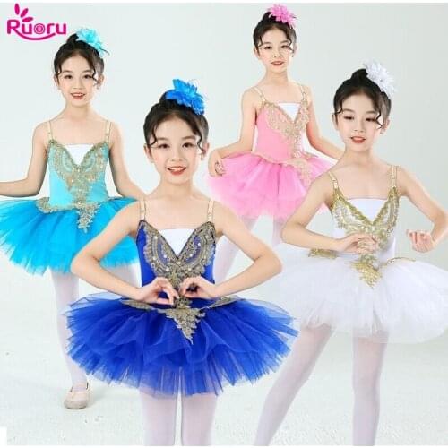 Ruoru Kids Girls Ballet Tutu Tulle Dress Gymnastics Leotard Ballet Leotard for Girl Ballerina Ballet Tutu Costume Pancake Tutu