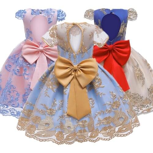 Infant Lace pearl Formal Evening Wedding Tutu Princess baby Dress Flower Girls Children Clothing Kids Party For Girl Clothes