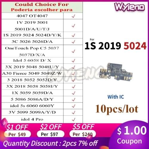 For Alcatel 4047 1V 2019 5001 3C 5026 C5 5037 6058 6060 3V 5099 5 5086 1S 5024 USB Dock Charger Port Board Charging Flex Cable
