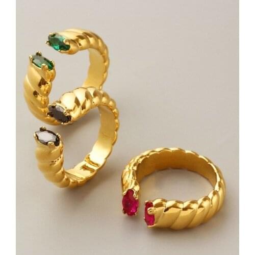 Twist stripe open ring female fashion personality ins cold wind niche design ring 2021 new