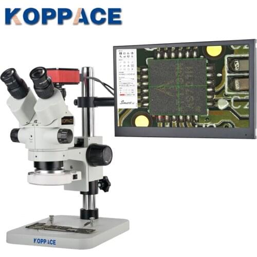 KOPPACE 3.5X-180X 2MP HD Trinocular Stereo Measuring Microscope Including 13.3-inch HD Monitor Can Take Pictures And Videos