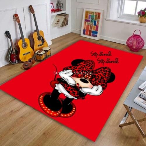 Red Disney Minnie Mouse Door Mat Kids Boys Girls Cartoon Mickey Game Mat Bedroom Kitchen Children Carpet Indoor Bathroom Mat