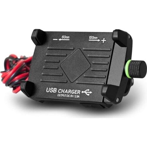 Motorcycle Phone Mount with USB Charger Socket Power Outlet 5V/2.5A Aluminum Motorcycle Handlebar Mount for iPhone X 8 7 6